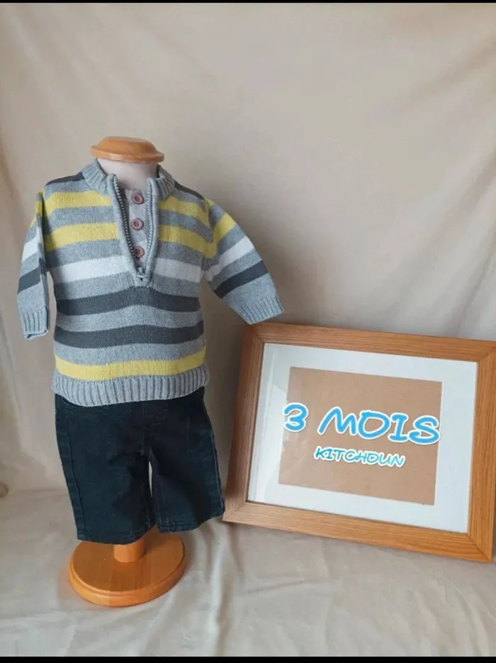 Ensemble trois pièces Kitchoun garçon 3 mois