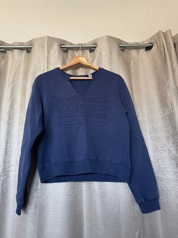 Pull Femme Tommy Hilfiger Bleu Marine – Drapeau ton sur ton – Taille M