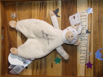 Doudou ours plat sergent major Bébé d'amour 🐻Neuf