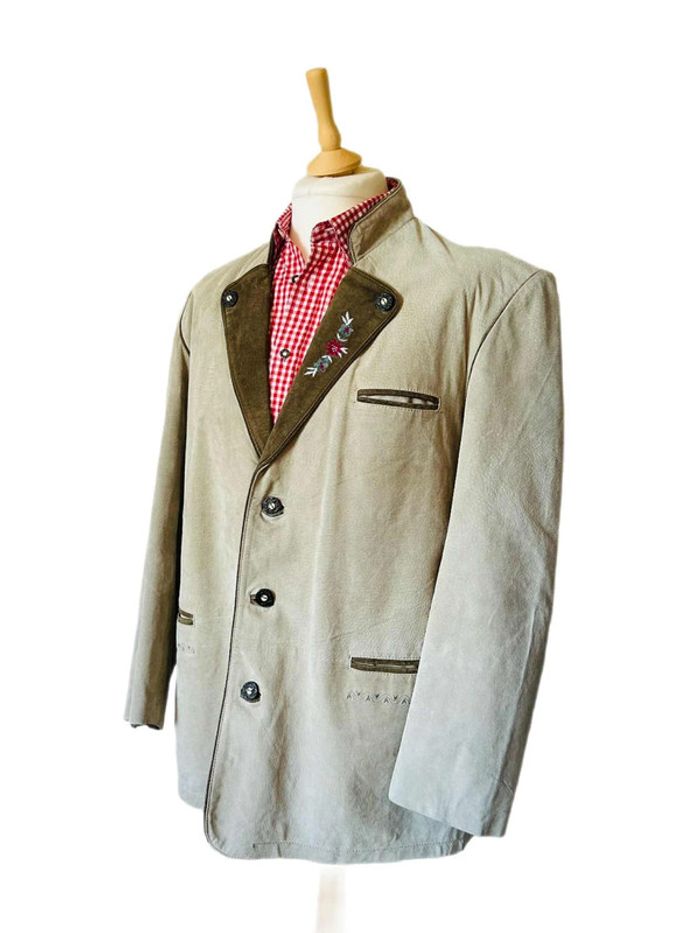 🌿Blazer homme en daim avec broderie 54/XL Trachten cottagecore Oktoberfest Suede leather blazer🌿 - photo numéro 5
