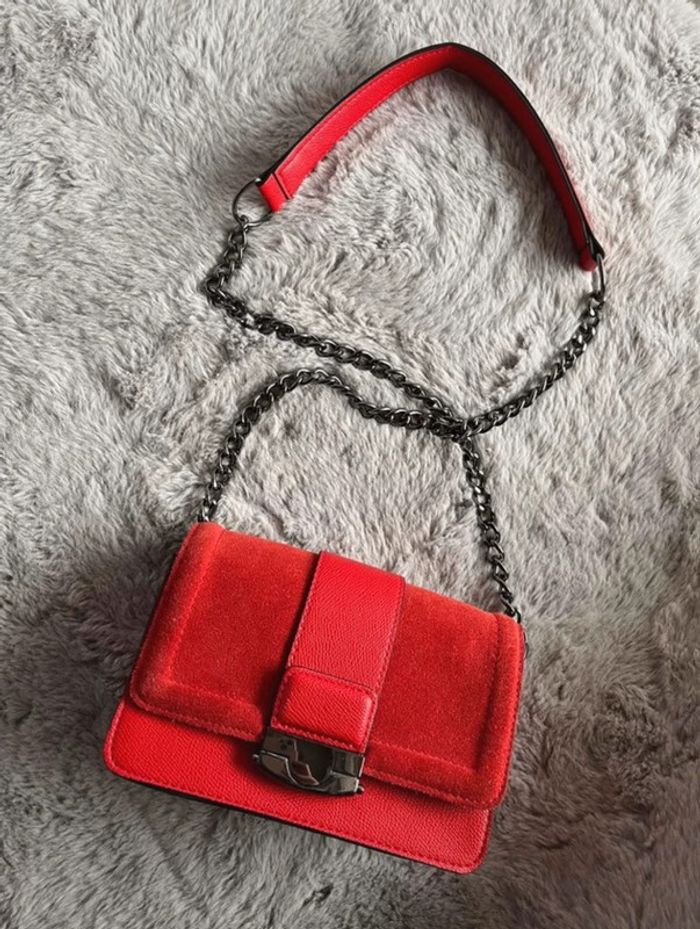 Sac bi matière simili cuir et daim rouge h&m