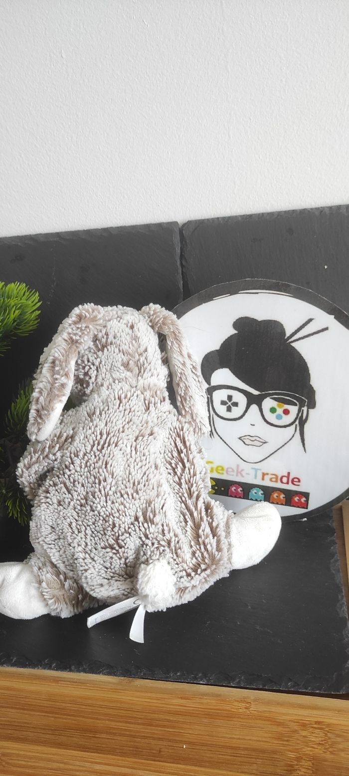 doudou lapin blanc marron chiné simba toys peluche Billes Nicotoy Beige Fourrure - photo numéro 2