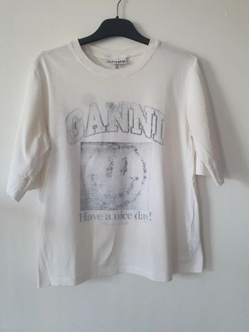 T-shirt Ganni smiley blanc