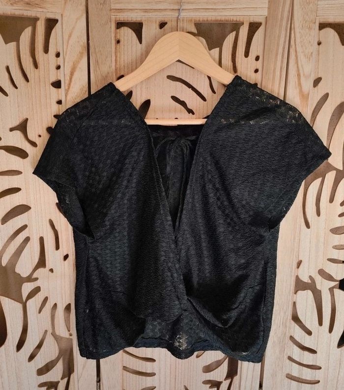Blouse noire ajourée L/40 - Nouette dos & taille entrelacée Shein - photo numéro 7