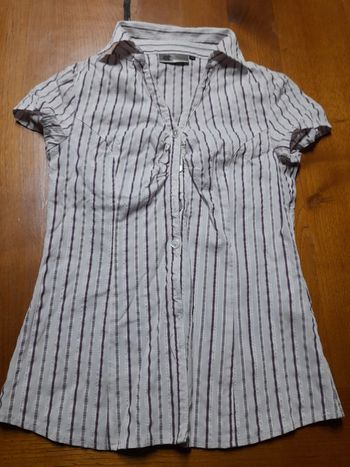 Chemise manches courtes Kiabi T38 violet blanc