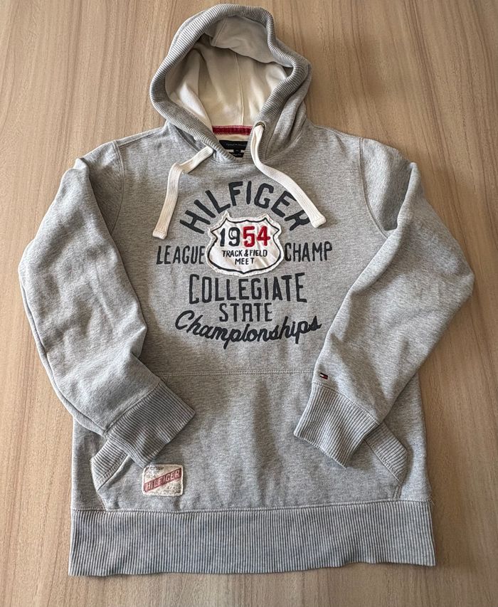 Sweat Tommy Hilfiger à capuche – Couleur gris chiné - Vintage Fit - Taille M - photo numéro 2