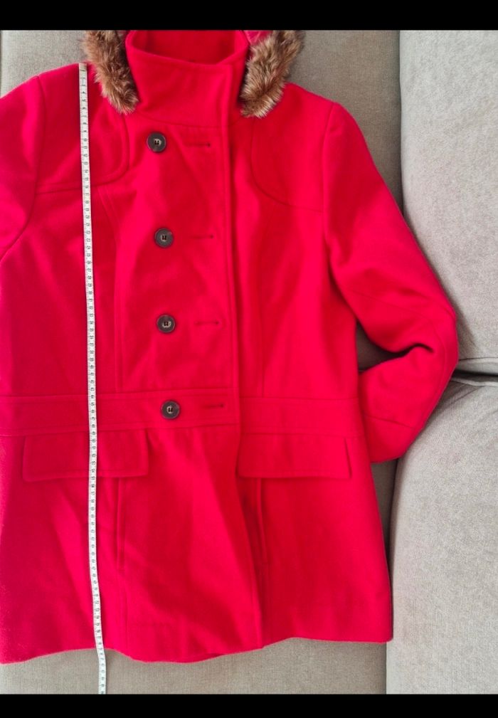 Veste rouge à capuche moumoute, Phildar - photo numéro 7