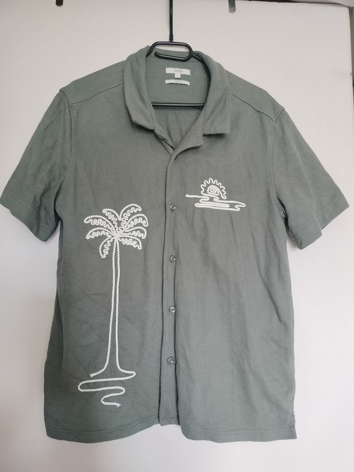 Chemise homme en coton kaki