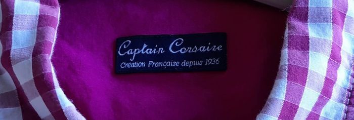 Chemise vichy rose et blanc, Captain Corsaire, taille 40 - photo numéro 3