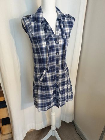 Blouse chemise à carreaux bleu et gris marque Bershka taille S