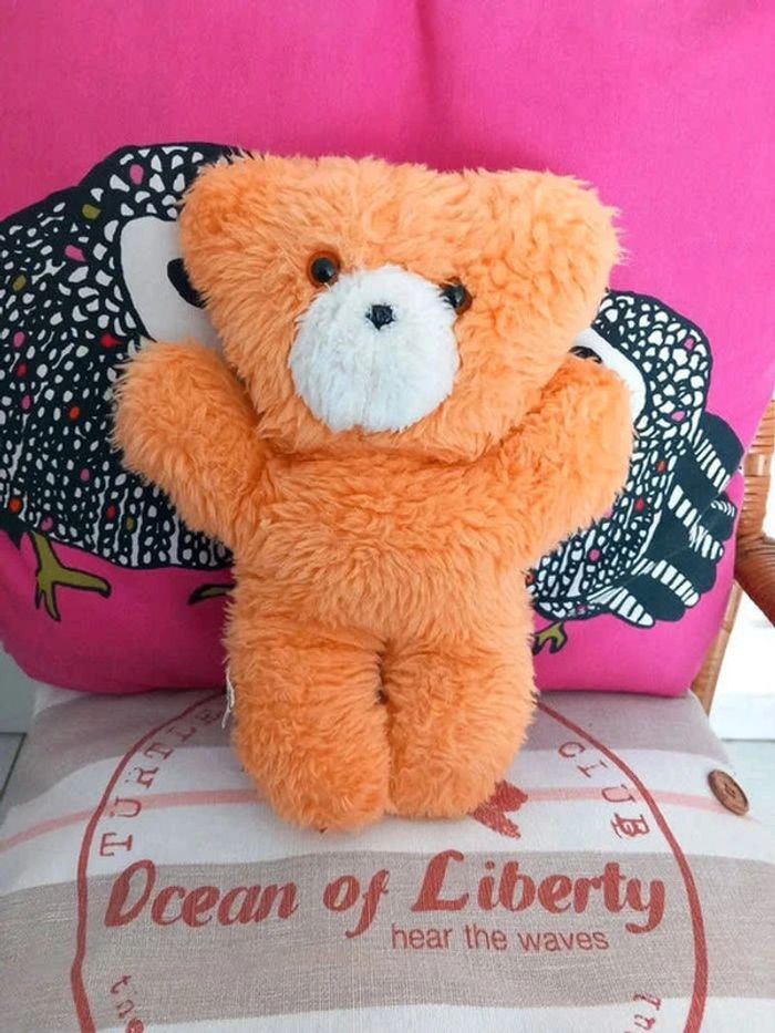 Peluche nounours chamti orange vintage 30cmi - photo numéro 3