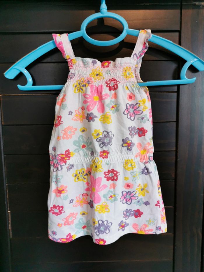 Robe 12 mois Gémo blanche à fleurs 100% coton - photo numéro 4