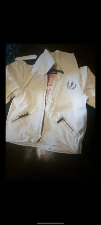 Veste simili cuir blanc cassé/beige