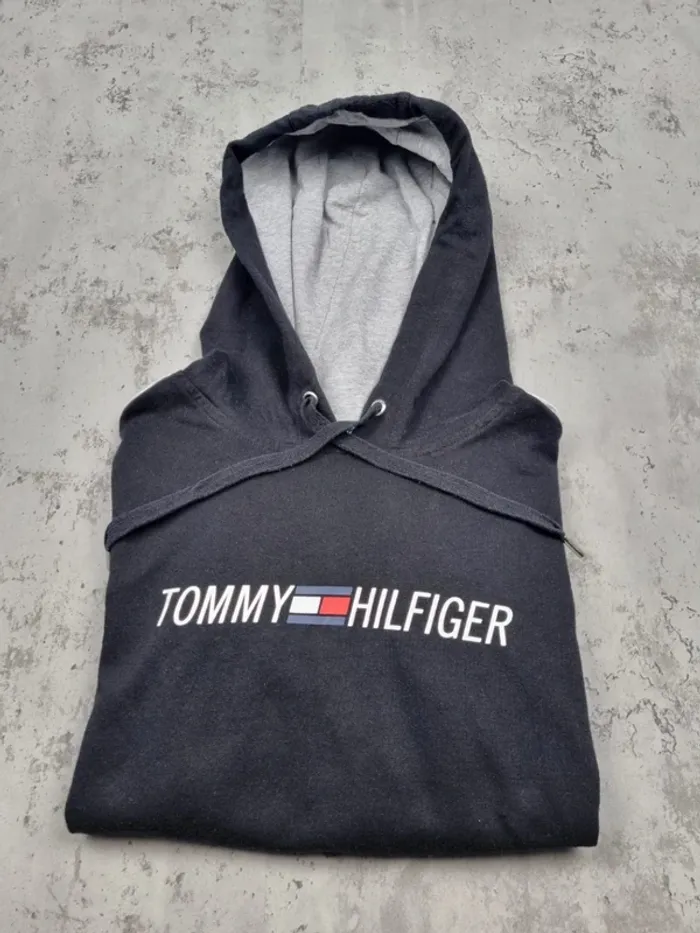 Sweat à capuche Tommy Hilfiger – Bicolore noir et gris – Taille S/36 Femmes - photo numéro 2