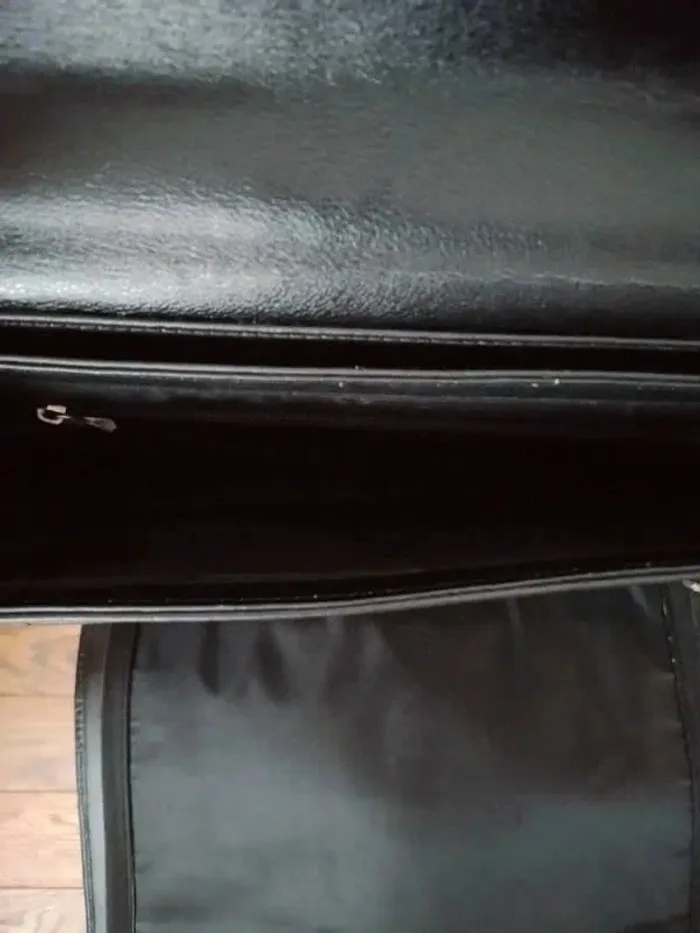 Cartable à compartiments en cuir noir - photo numéro 4