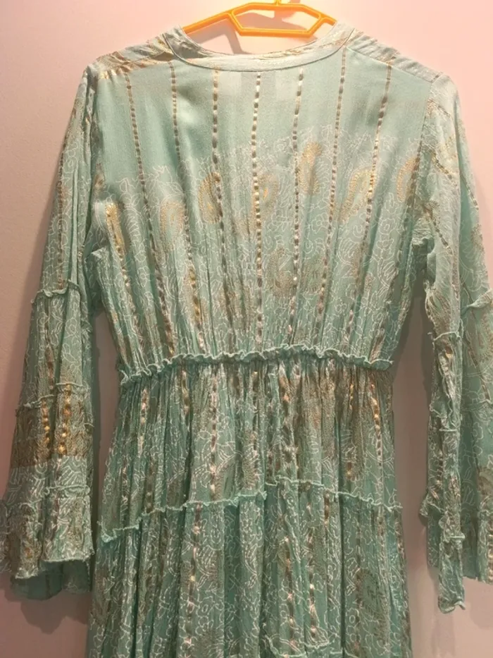 Robe, turquoise et dorée, Taille unique neuve sans étiquette - photo numéro 7