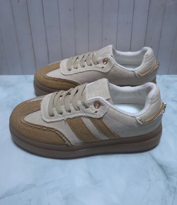 Baskets en toile Camel et Beige - Style Rétro - Neuves - Taille 39