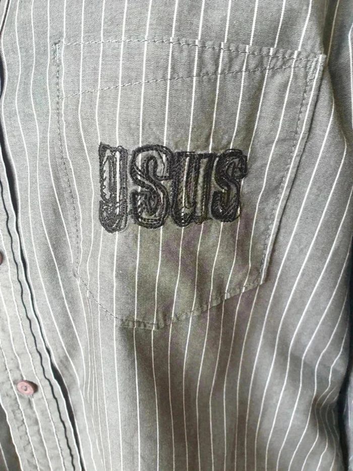 Chemise Gsus Sindustries grise à rayures blanches taille M - photo numéro 2