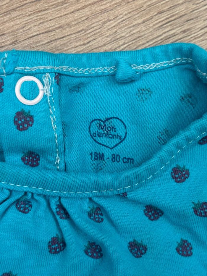 T-shirt turquoise fraises Mots d’enfants - photo numéro 4