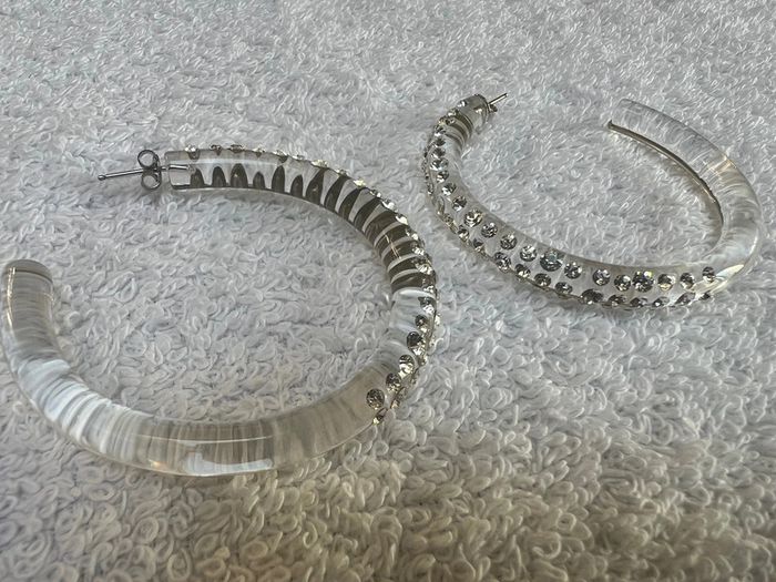 boucles oreilles cristaluna cre-ole l en cristal acrylique transparent swarovski neuf 300 218 00 - photo numéro 3