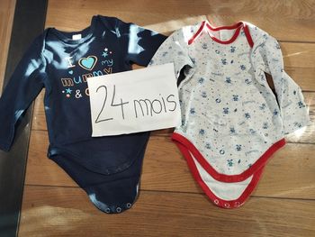 Lot n°531 lot de 2 bodies manches longues Baby Club 24 mois