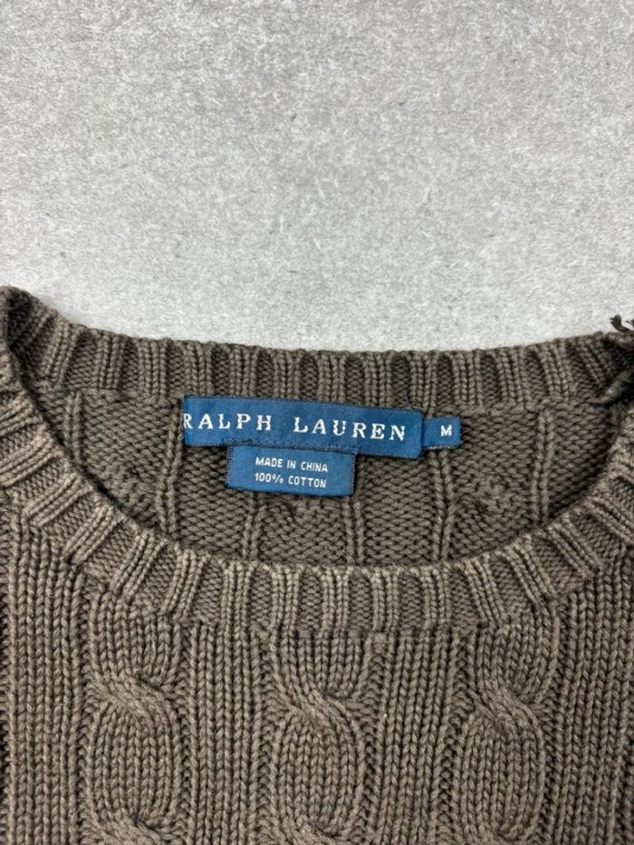 Pull d’hiver torsadé en maille Ralph Lauren marron col rond taille M - photo numéro 7