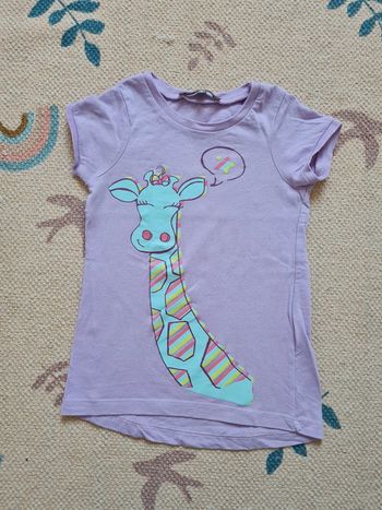 T shirt violet girafe 2 ans vinyl fraise