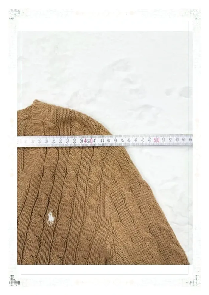 Ralph Lauren pull col V torsadé beige femme taille L coton - photo numéro 11