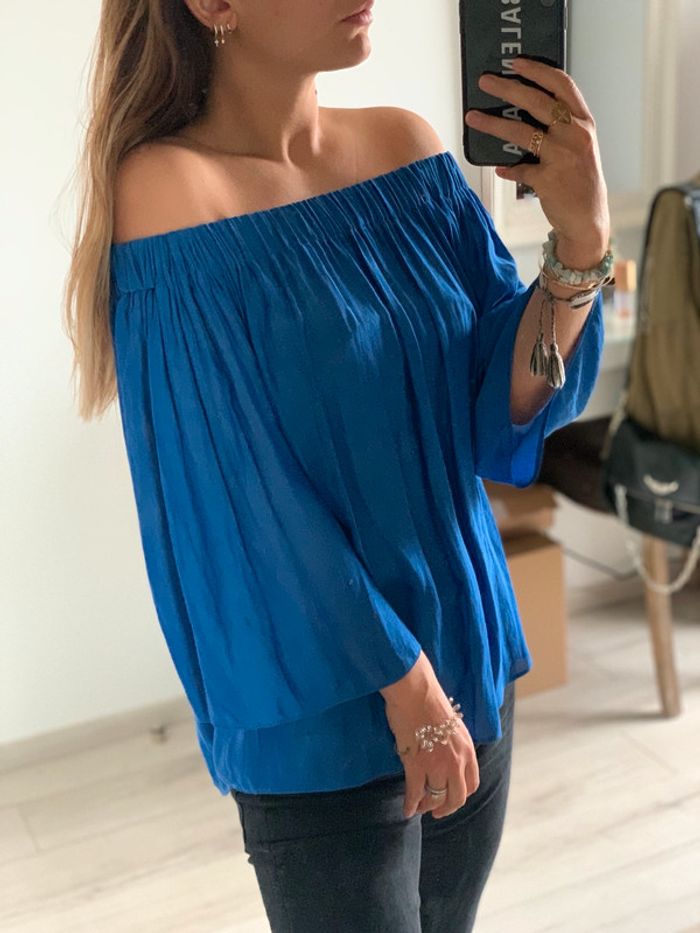 Blouse fluide Mango bleu électrique 💙 - photo numéro 2