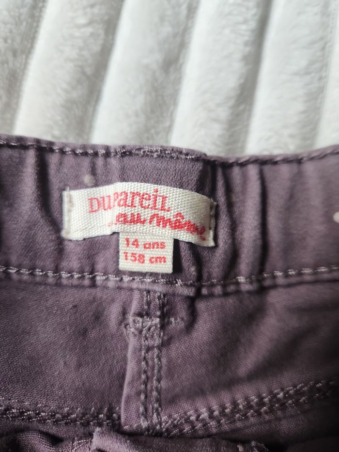 Pantalon fille 14 ans – DPAM – marron à pois – taille réglable - photo numéro 4