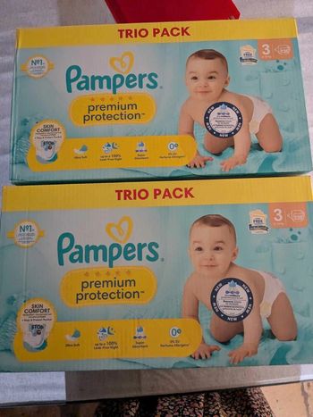 Lot de 2 cartons Pampers premium trio pack neuf