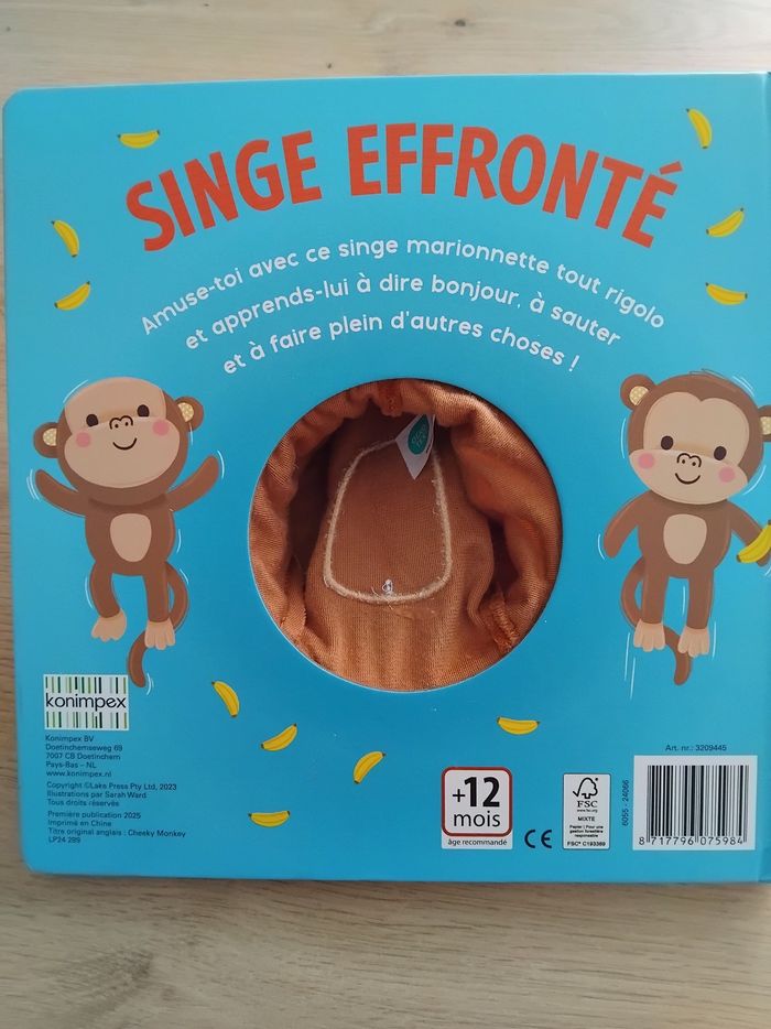 Livre marionnette  singe 🐵 - photo numéro 3