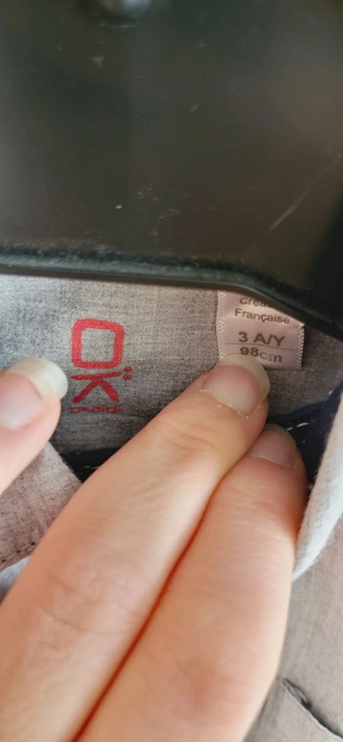 Chemise manches longues grise okaidi 3 ans - photo numéro 4