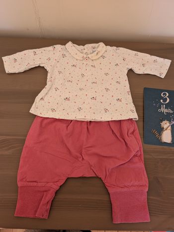 Ensemble Blouse et pantalon bout chou 3 mois