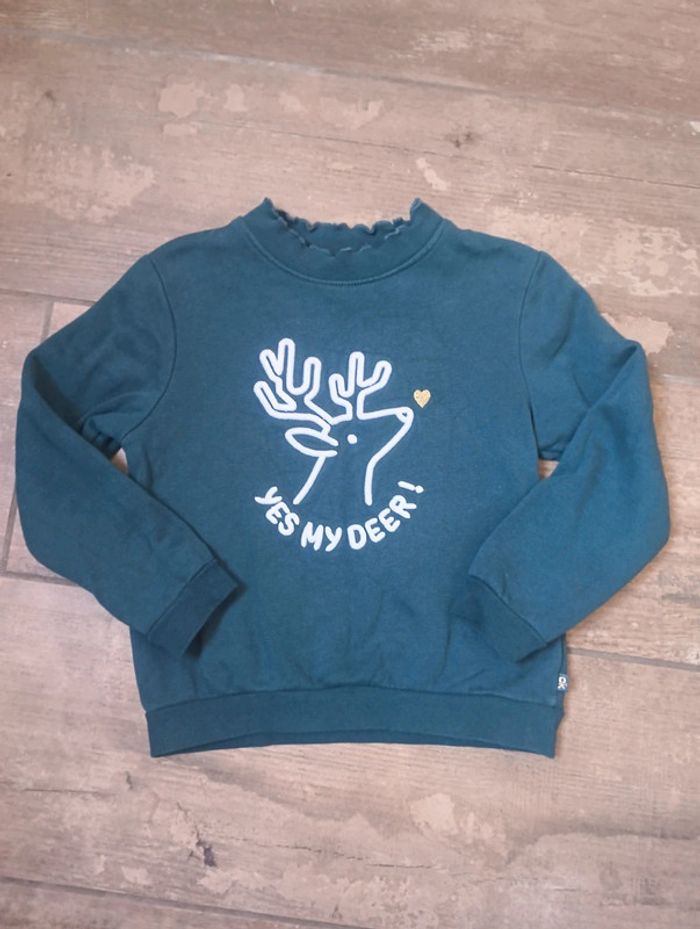 Sweat pull col roulé Fille 5 ans renne Yes my dear ! Noël Okaïdi