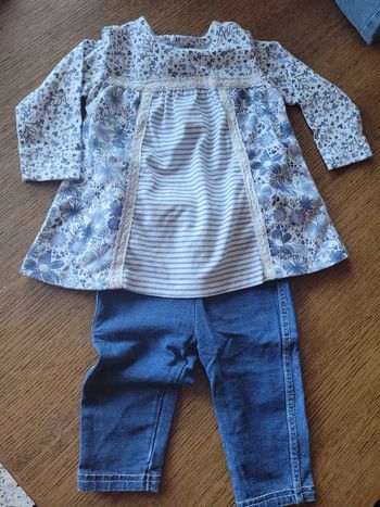 Ensemble 6 mois léger avec leggings imitation jean