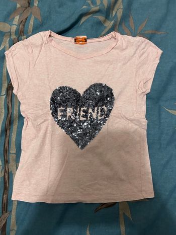 Tee shirt rose cœur argent friend tape a l’œil 6 ans