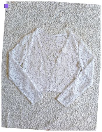 Gilet dentelle blanche manches longues sexy mignon romantique– Taille S