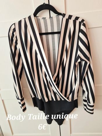 🖤 Magnifique blouse body rayée taille unique
