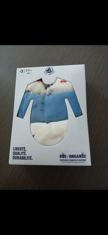 Lot de 3 bodies garçon manches longues petit bateau 24 mois