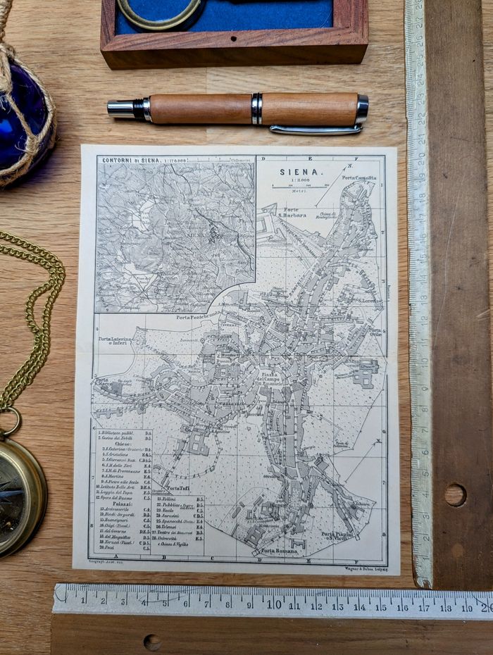 Imprimée en 1894, Sienne (Siena), Italie. Original Vintage Authentique.
