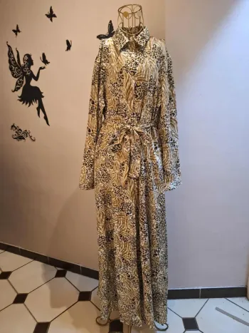 Robe chemise longue léopard - Flamant rose