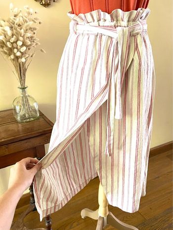 Sublime Jupe portefeuille cache cœur en coton et Lin à Rayures Zara taille M