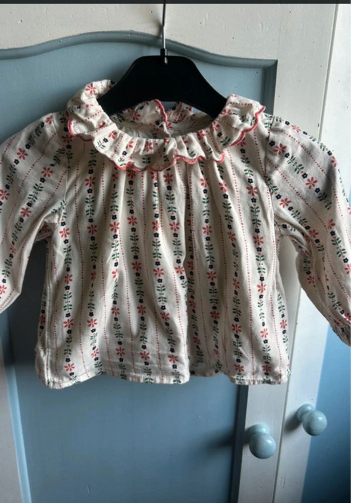 🌼 Ensemble salopette jean & chemise fleurie – 12 mois – Tape à l’œil 👶 - photo numéro 9