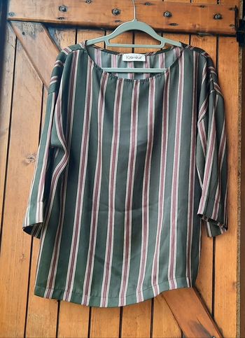 Blouse kaki à rayures S