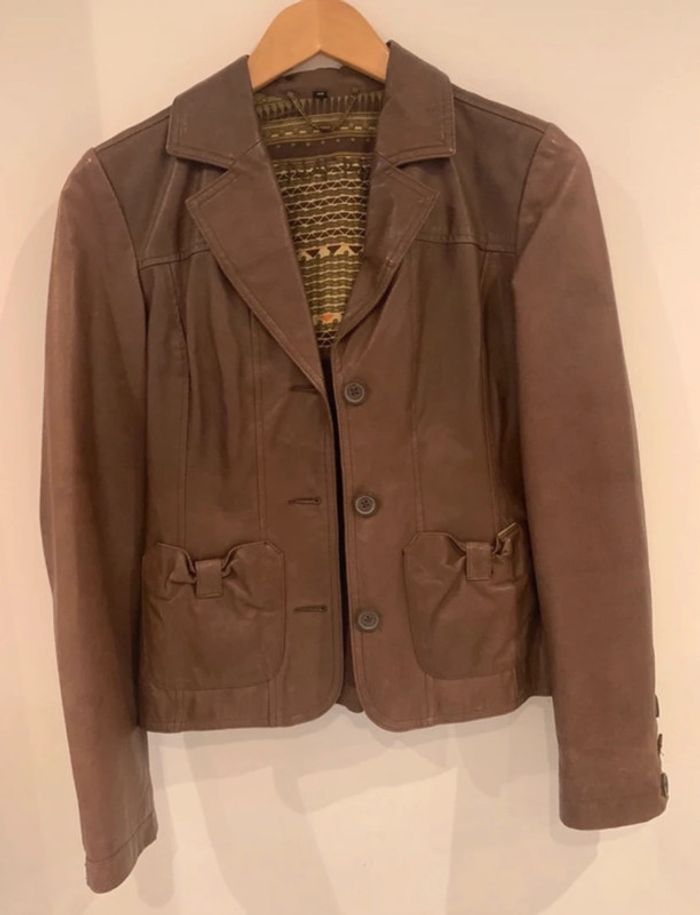 Veste cuir marron femme taille 36 Naf Naf