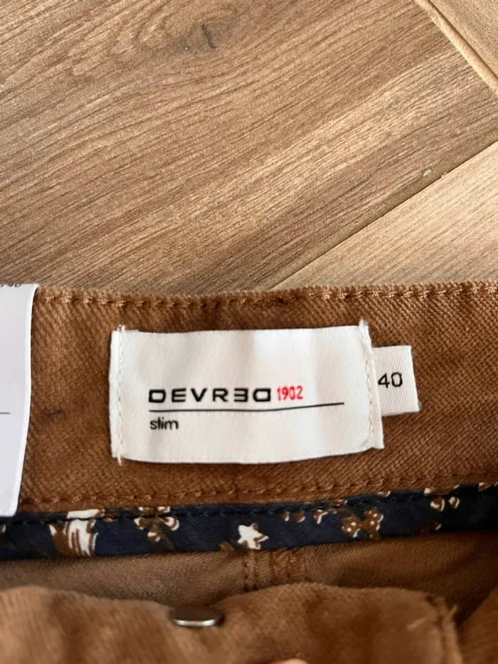 Pantalon Devred slim marron velours ras - photo numéro 5