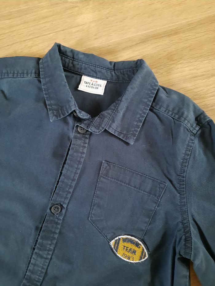 Chemise bleu marine à manches longues brodée au dos Tape à l'oeil 4 ans - photo numéro 2