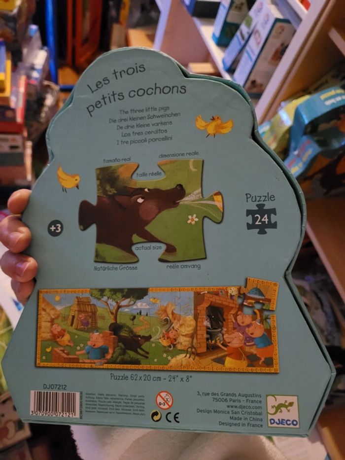 Djeco Puzzle boîte les 3 petits cochons 24 pièces - photo numéro 2