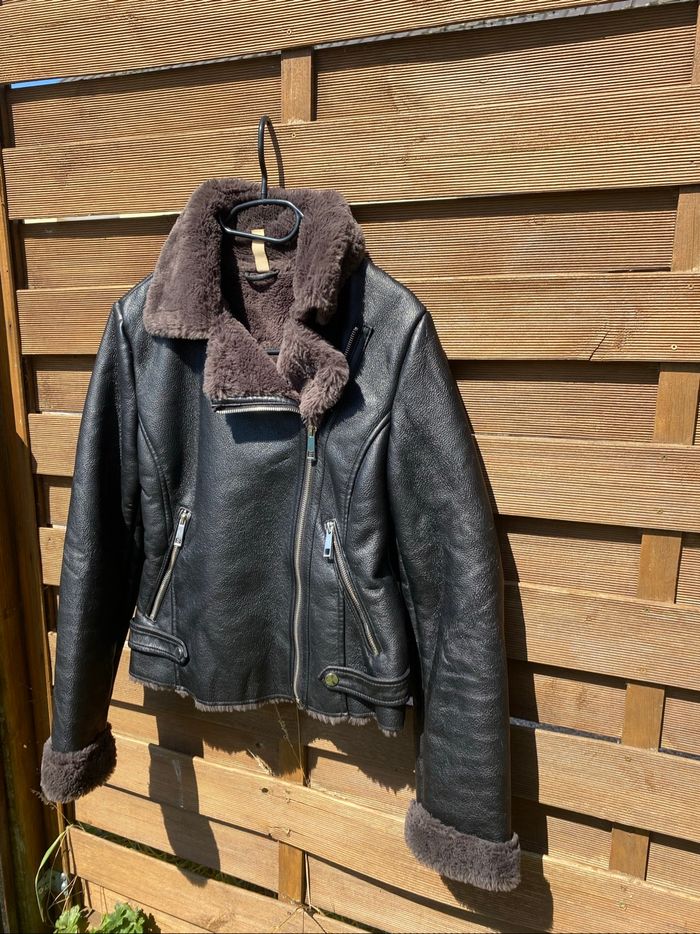 Veste en cuir moumoute - photo numéro 2